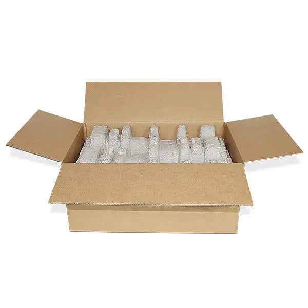 Six (6) Bottle Wine Shippers - Kit - 3 pulp shipping trays & 1 outer shipping box (Copy) Molded Pulp Packaging