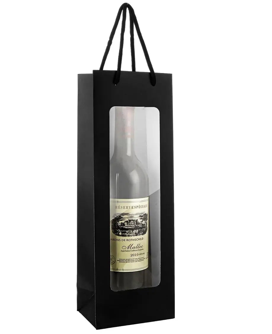 Wine Bottle Gift Bag with Window Molded Pulp Packaging