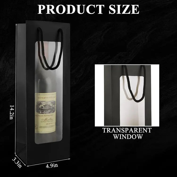 Wine Bottle Gift Bag with Window Molded Pulp Packaging